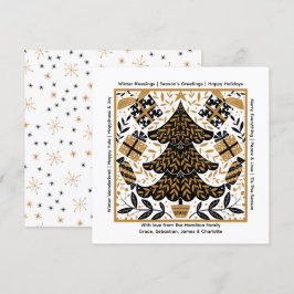 Goud en zwarte kerstboom, speciaal aangepast feestdagenkaart