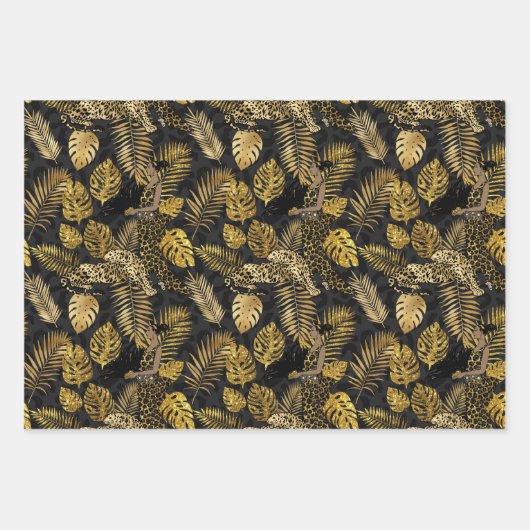 Goud en zwarte luipaard inpakpapier vel (Voorkant 2)