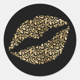 Goud en zwarte luipaarden ronde sticker