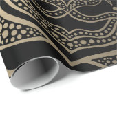 Goud en Zwarte Mandala Kunst Boho Elegante Kerstmi Cadeaupapier (Rol Hoek)