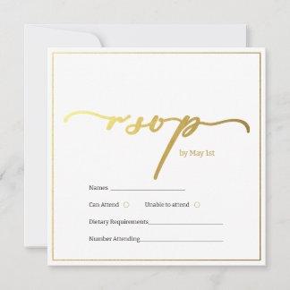 Goud en zwarte ontwerp rsvp kaart
