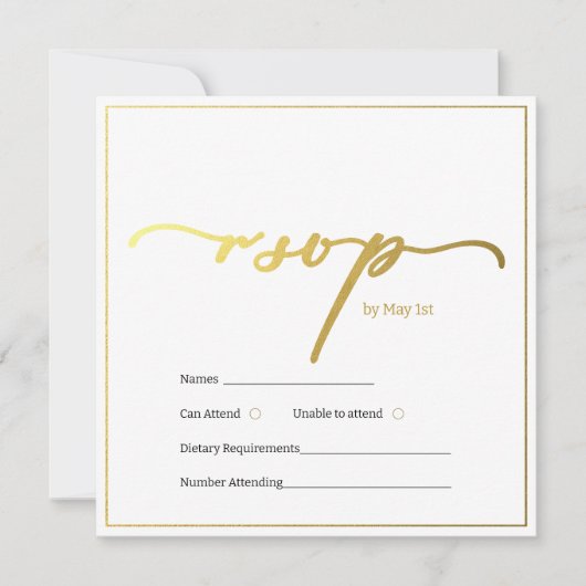 Goud en zwarte ontwerp rsvp kaart (Voorkant)
