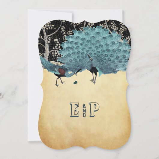 Goud en zwarte pacocks in het bos kaart (Achterkant)