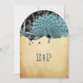 Goud en zwarte pacocks in het bos kaart (Achterkant)