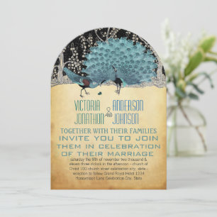 Goud en zwarte pacocks in het bos kaart