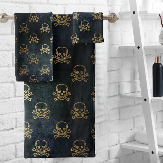 goud en zwarte piraatkorrels en Botten Bad Handdoek
