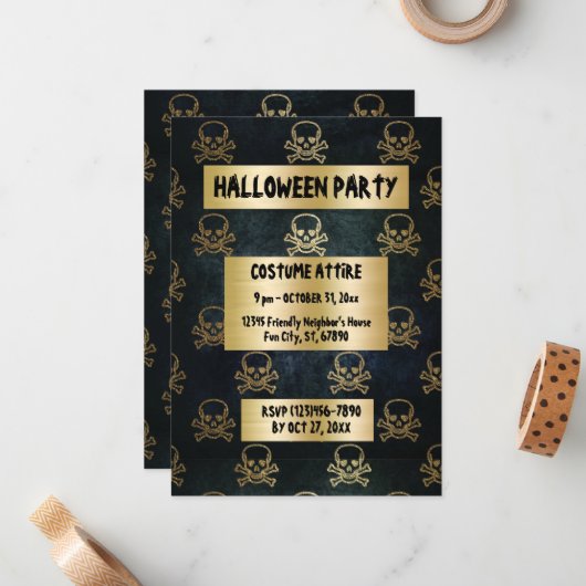  goud en zwarte piraatkorrels en Botten Notitiekaartje (Voorkant / Achterkant in situ)