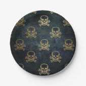 goud en zwarte piraatkorrels en Botten Papieren Bordje (Voorkant)