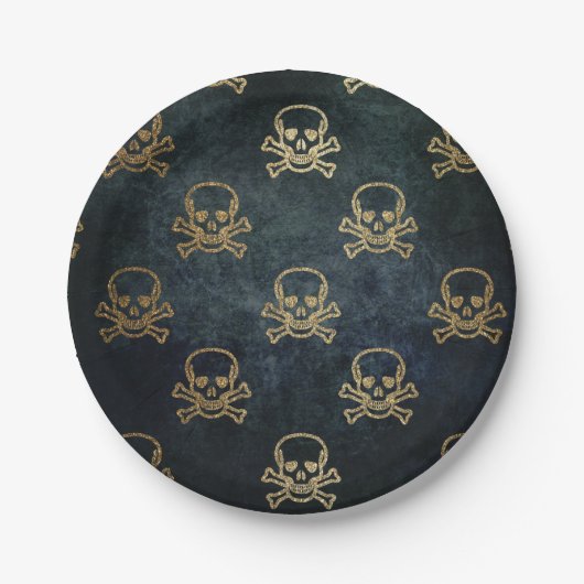 goud en zwarte piraatkorrels en Botten Papieren Bordje (Voorkant)