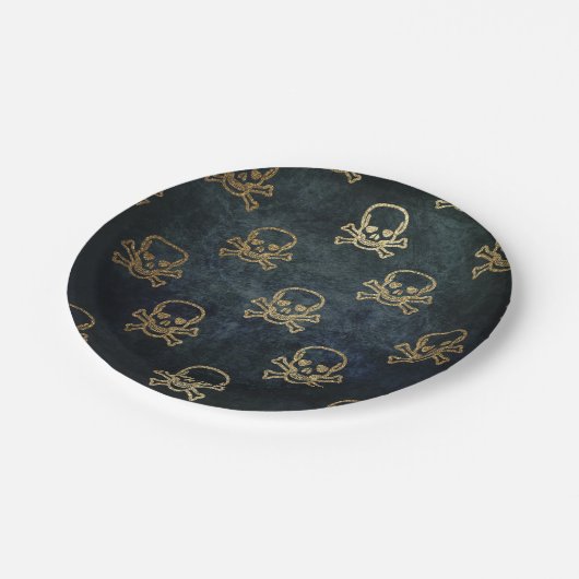 goud en zwarte piraatkorrels en Botten Papieren Bordje (Gekanteld)