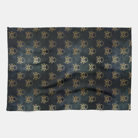  goud en zwarte piraatkorrels en Botten Theedoek (Horizontaal)
