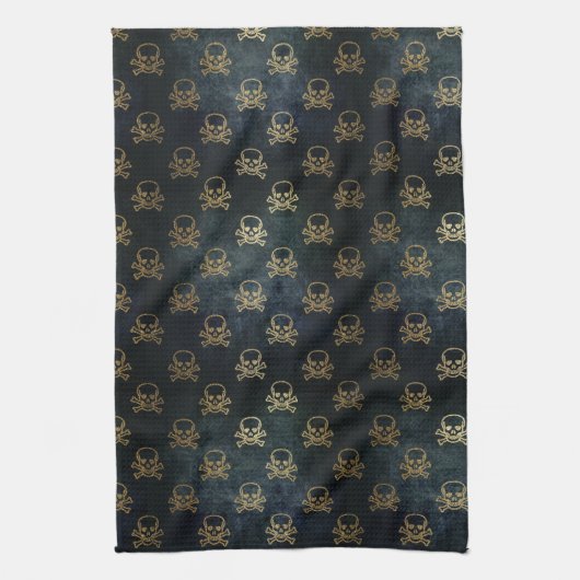 goud en zwarte piraatkorrels en Botten Theedoek (Verticaal)