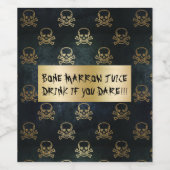 goud en zwarte piraatkorrels en Botten Wijn Etiket (Enkel label)