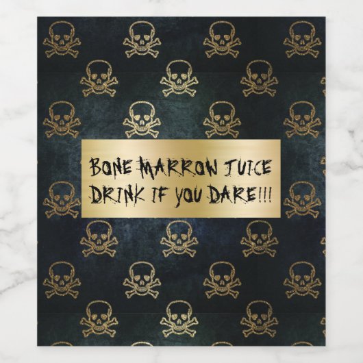 goud en zwarte piraatkorrels en Botten Wijn Etiket (Enkel label)