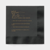 Goud en Zwarte Script Calligrafie Bruiloft Interes Folie Servetten (Voorkant)