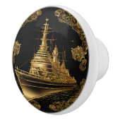 Goud en Zwarte Slagschip Keramische Knop (Rechts)