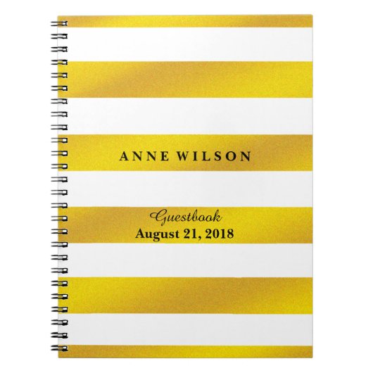 Goud en zwarte strepen Achtergrond Notitieboek (Voorkant)