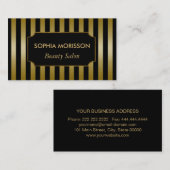 Goud en Zwarte Strepen Ornament Aangepaste Monogra Visitekaartje (Voorkant / Achterkant)