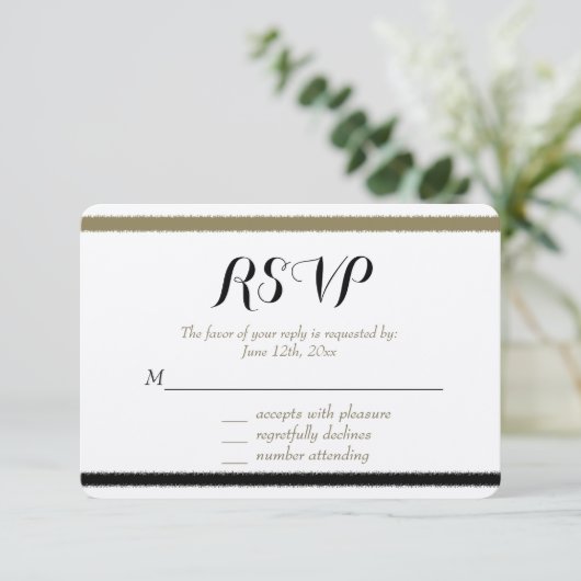 Goud en zwarte strepen RSVP (Staand voorkant)