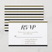 Goud en zwarte strepen RSVP Kaartje (Voorkant / Achterkant)