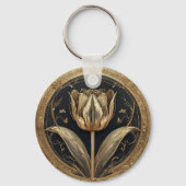 Goud en Zwarte Tulp Ontwerp Sleutelhanger (Achterkant)