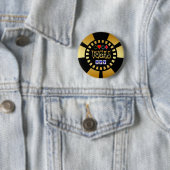 GOUD EN ZWARTE VEGAS POKER CHIP RONDE BUTTON 5,7 CM (In situ)