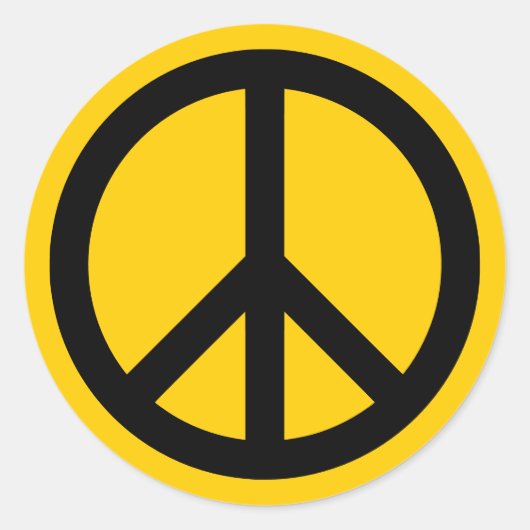 Goud en Zwarte Vrede Ronde Sticker (Voorkant)