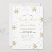 Goud en zwarte wintersneeuwkoppels bruiloft kaart (Voorkant)