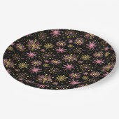 Goud en zwarte wintersneeuwvlokken papieren bordje (Gekanteld)