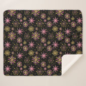 Goud en zwarte wintersneeuwvlokken sherpa deken (Voorkant (horizontaal))