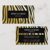 Goud en zwarte zebrastrepen visitekaartje (Voorkant / Achterkant)