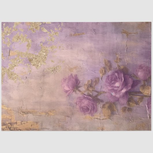  goud Engelse rozen diep paarse gouden folie Tissuepapier (Voorkant)