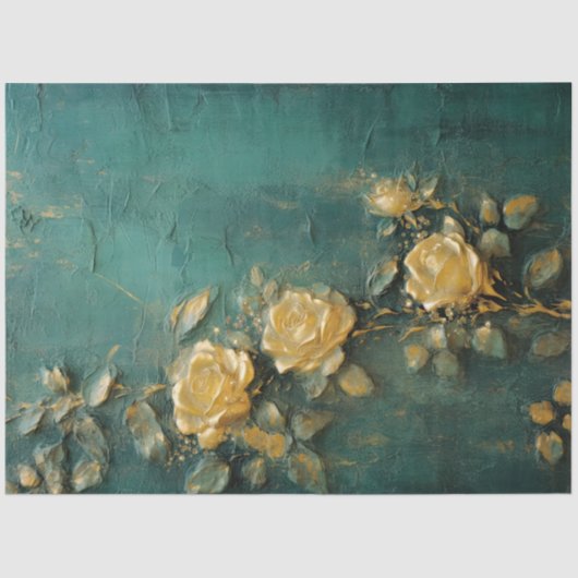  goud Engelse rozen smaragd diep groen Tissuepapier (Voorkant)