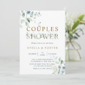 Goud Eucalyptus Botanische Letter Couples — Shower Kaart (Staand voorkant)