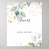 Goud Eucalyptus Calligraphy Bruiloftspartij Bord Poster (Voorkant)