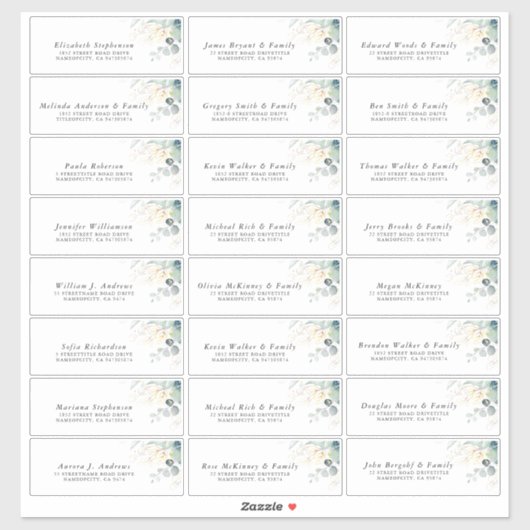 Goud Eucalyptus groen Individuele Adresetiketten Sticker (Vel)