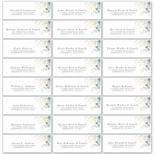 Goud Eucalyptus groen Individuele Adresetiketten Sticker (Voorkant)