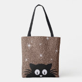 Goud faux glitter Shimmer textuur met kat Tote Bag (Achterkant)