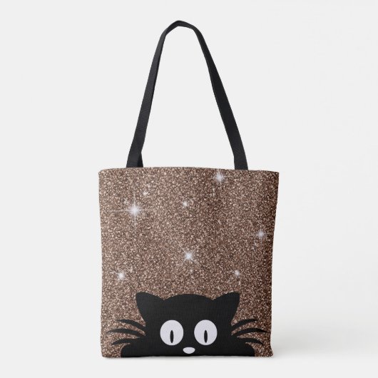 Goud faux glitter Shimmer textuur met kat Tote Bag (Achterkant)