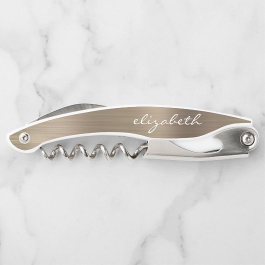 Goud Faux, metalen, aangepast script Kurkentrekker (Achterkant)