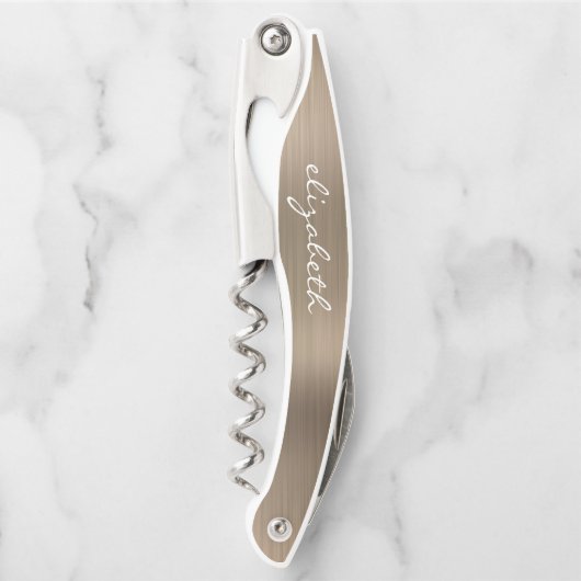 Goud Faux, metalen, aangepast script Kurkentrekker (Voorkant)