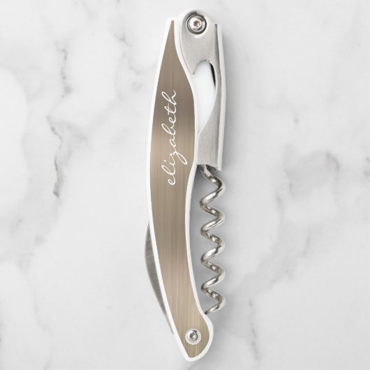 Goud Faux, metalen, aangepast script Kurkentrekker (Achterkant)