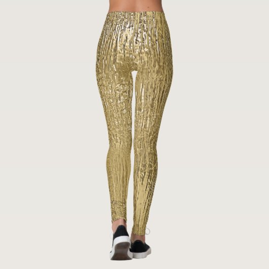 Goud Faux Metallic Shine Textured Leggings (Achterkant)