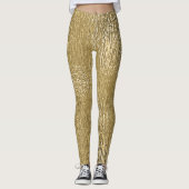 Goud Faux Metallic Shine Textured Leggings (Voorkant)