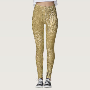 Goud Faux Metallic Shine Textured Leggings