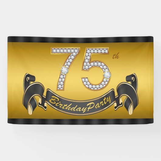 Goud Feestelijke 75ste Verjaardag Partij Spandoek (Horizontaal)