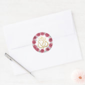 Goud Festieve Ganesh| Indiase God Rode Rozen Krans Ronde Sticker (Envelop)