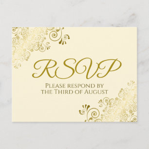goud Filigree Elegant Cream Wedding RSVP Briefkaart