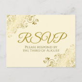  goud Filigree Elegant Cream Wedding RSVP Briefkaart (Voorkant)