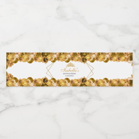 Goud flesje Quinceanera Water Fles Label Waterfles Etiket (Enkel label)